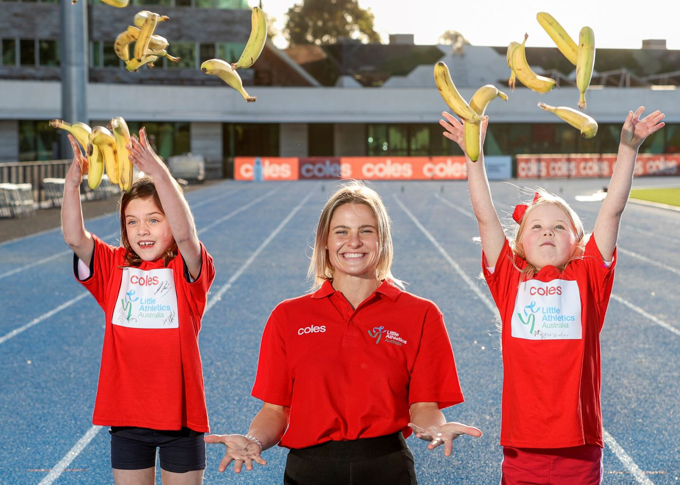 Nina Kennedy is supporting the Coles' Little Athletics Banana A-Peel to help little athletes like Jessica and Lucie